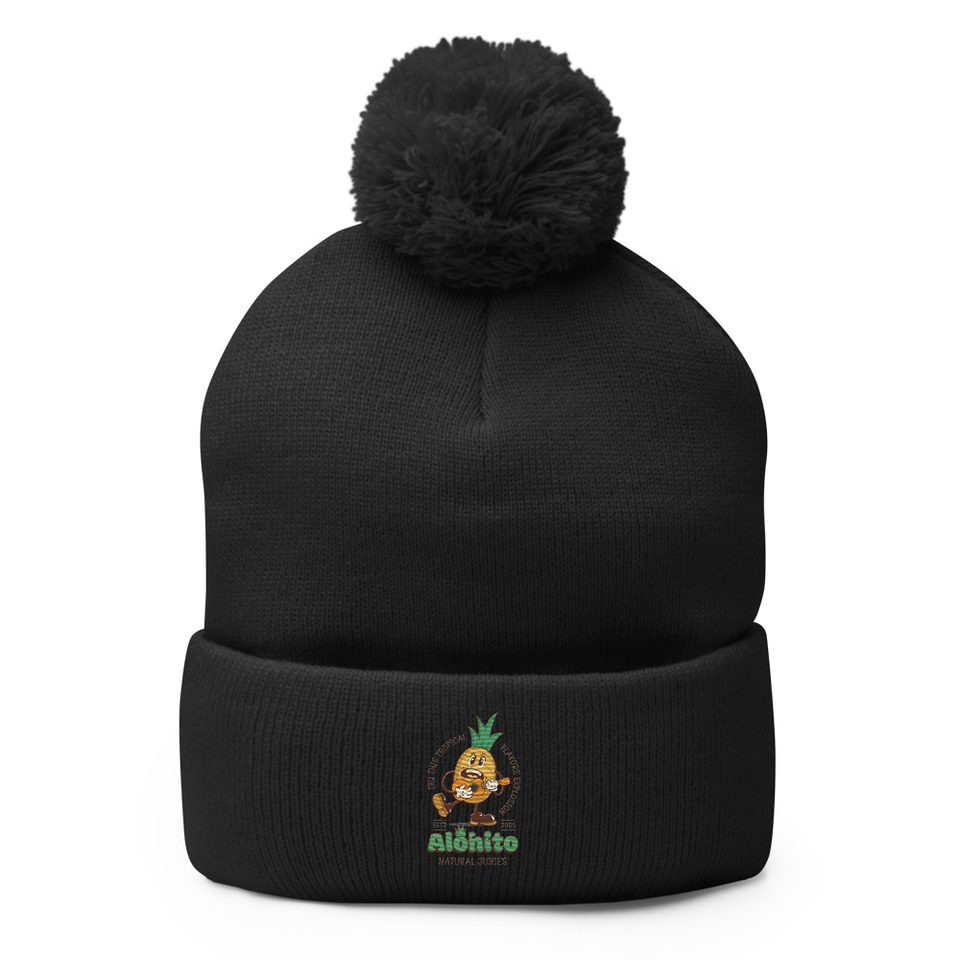 Alohito Natural Juices - Pineapple Mascot Pom-Pom Knit Cap