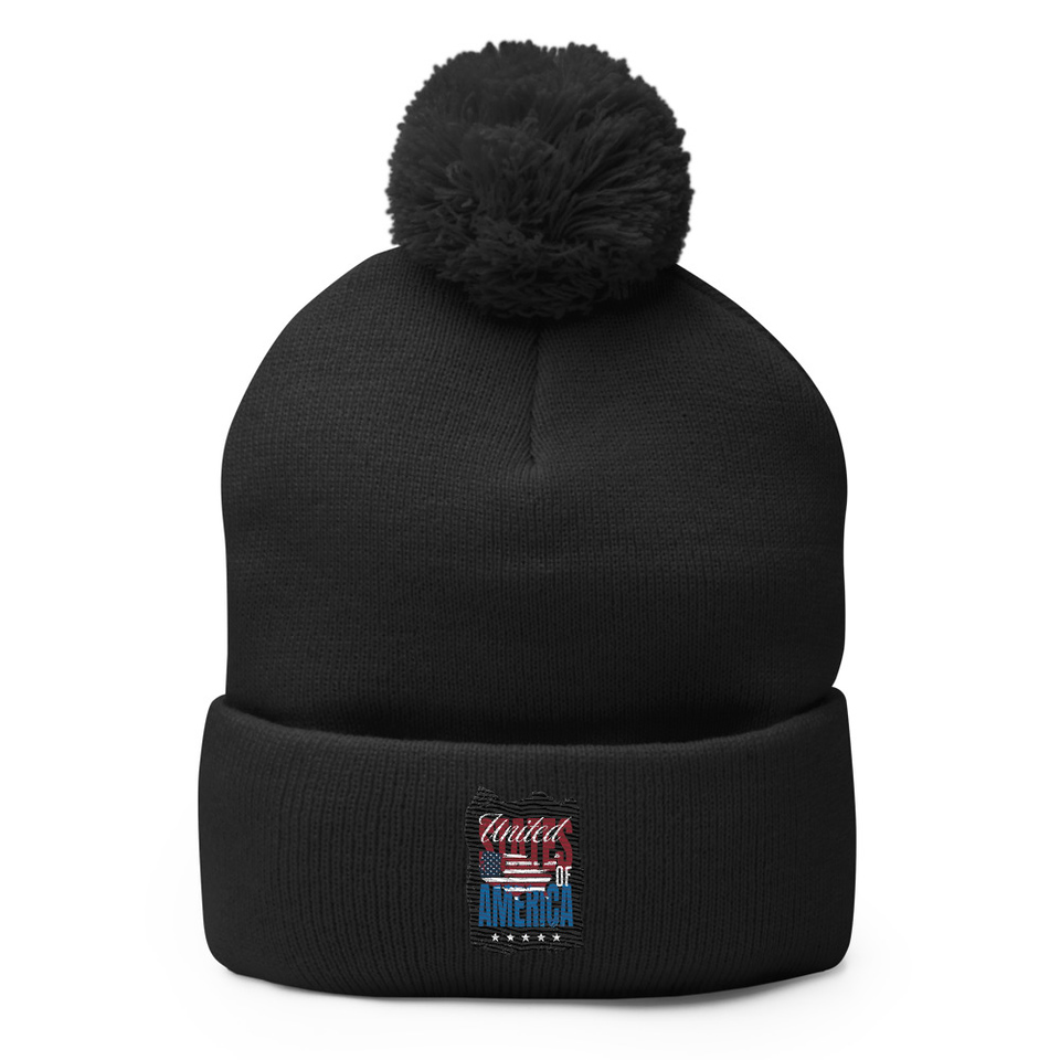 America (3) Pom-Pom Knit Cap