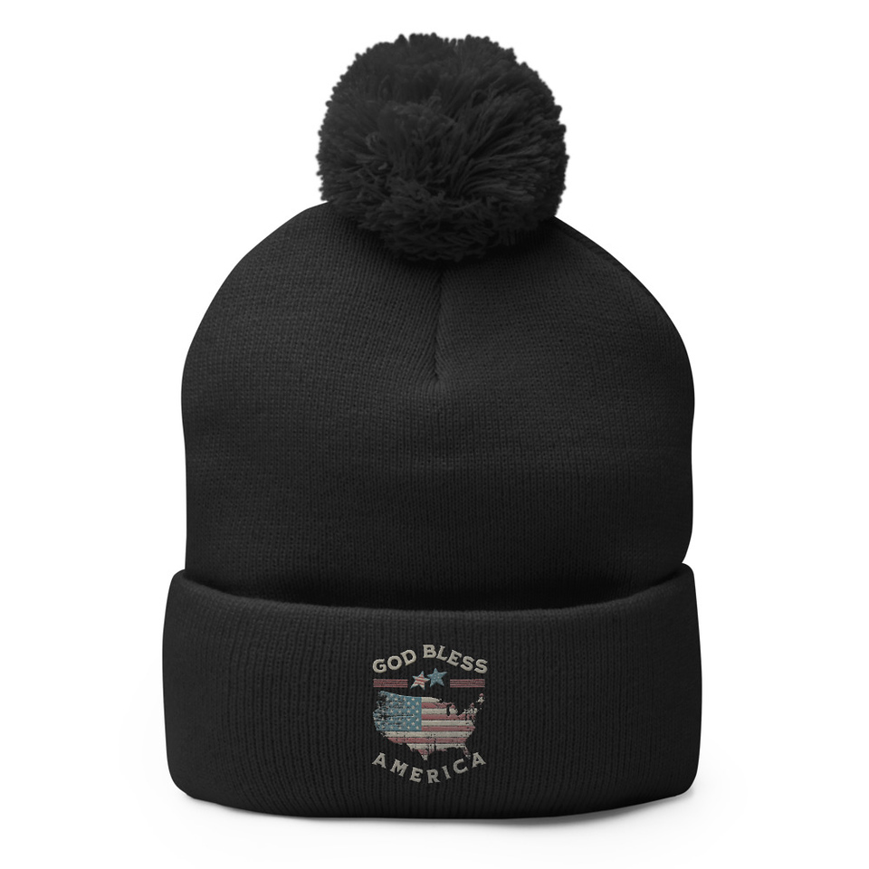 America - Land Of The Free Pom-Pom Knit Cap
