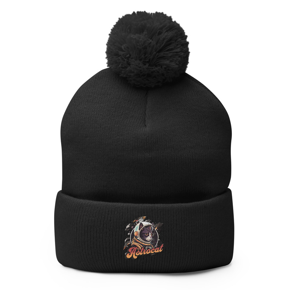 Astrocat - Retro graphic Pom-Pom Knit Cap
