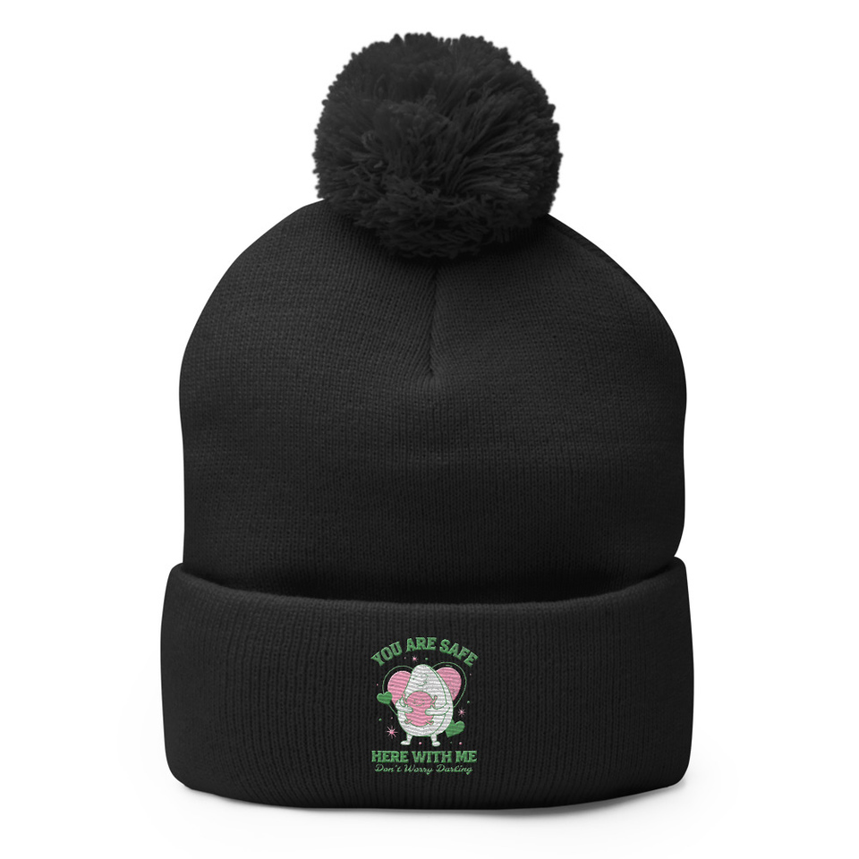 Avo Love - Typographic Cartoon Streetwear Pom-Pom Knit Cap