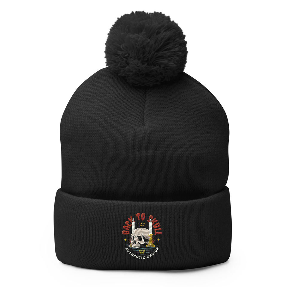 Back to Skull - Authenthic Design  Pom-Pom Knit Cap