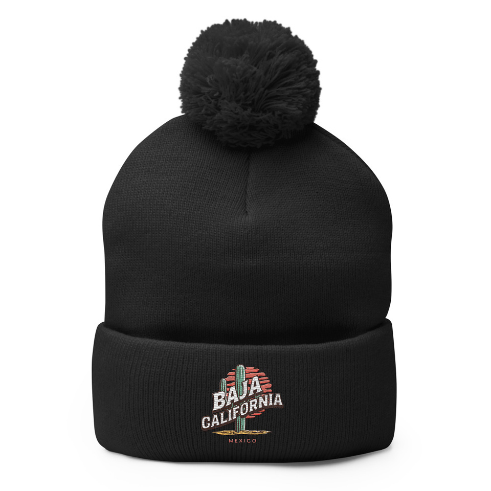 Baja Cali Mexico Pom-Pom Knit Cap