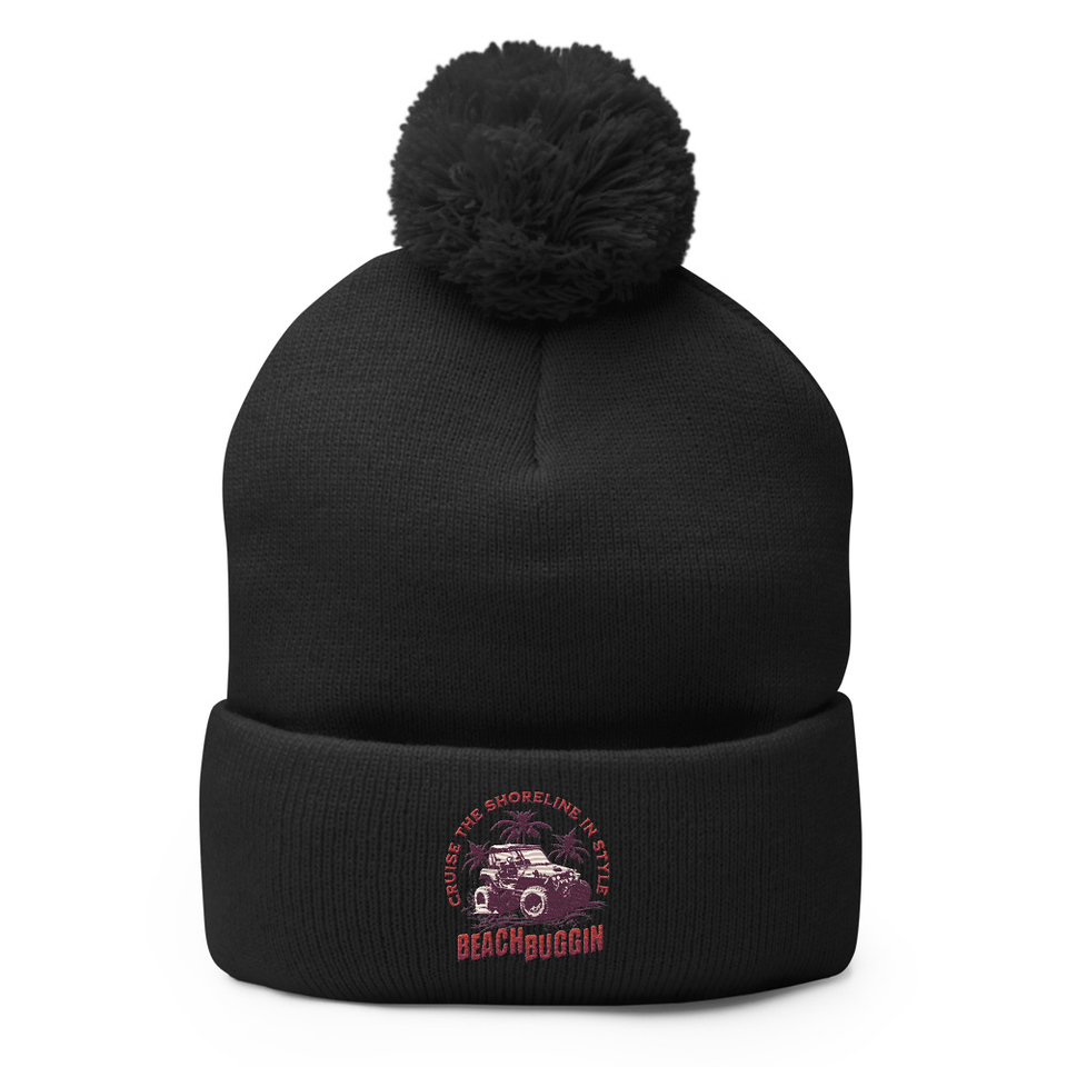 BEACH BUGGIN Pom-Pom Knit Cap