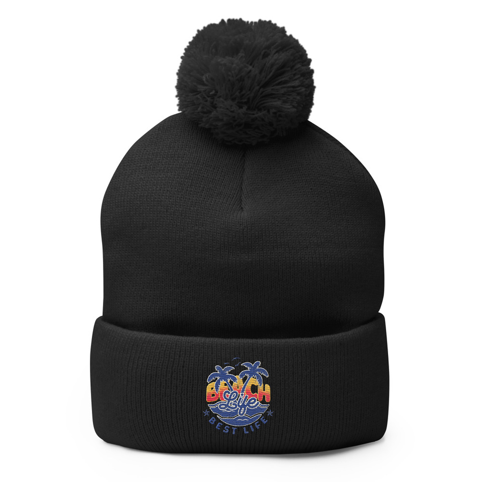 Beach Life Best Life Pom-Pom Knit Cap