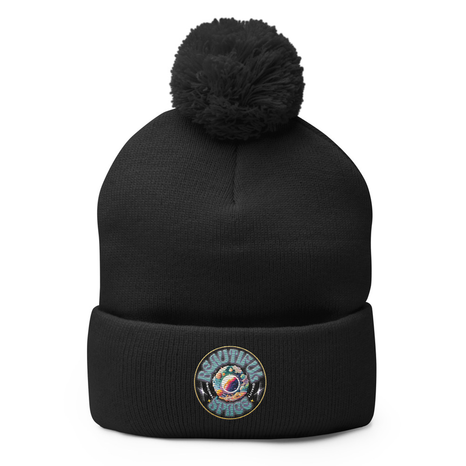 Beautiful Space Pom-Pom Knit Cap
