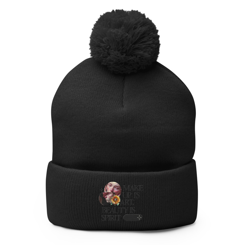 Beauty is Spirit Pom-Pom Knit Cap