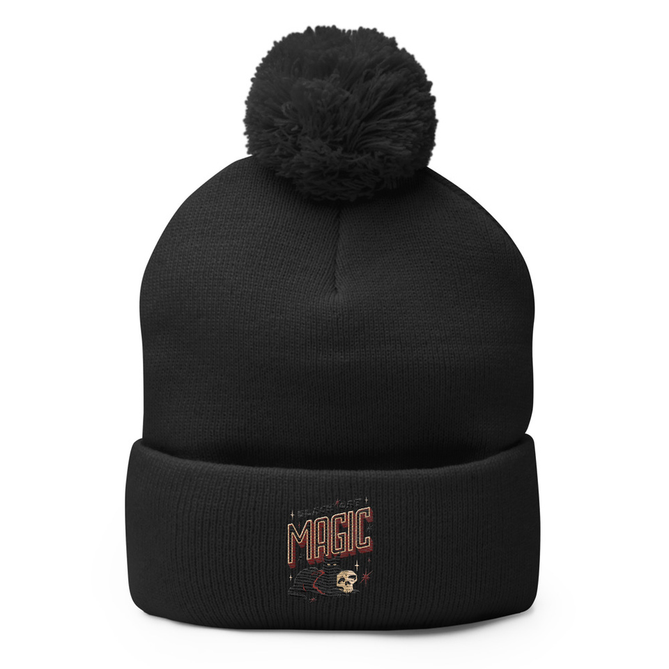 Black Cat Magic Pom-Pom Knit Cap