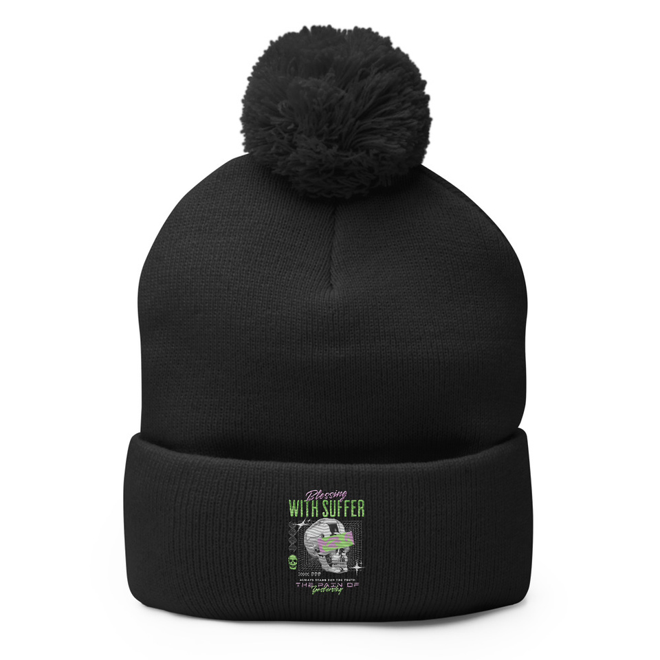 Blessing With Suffer Pom-Pom Knit Cap
