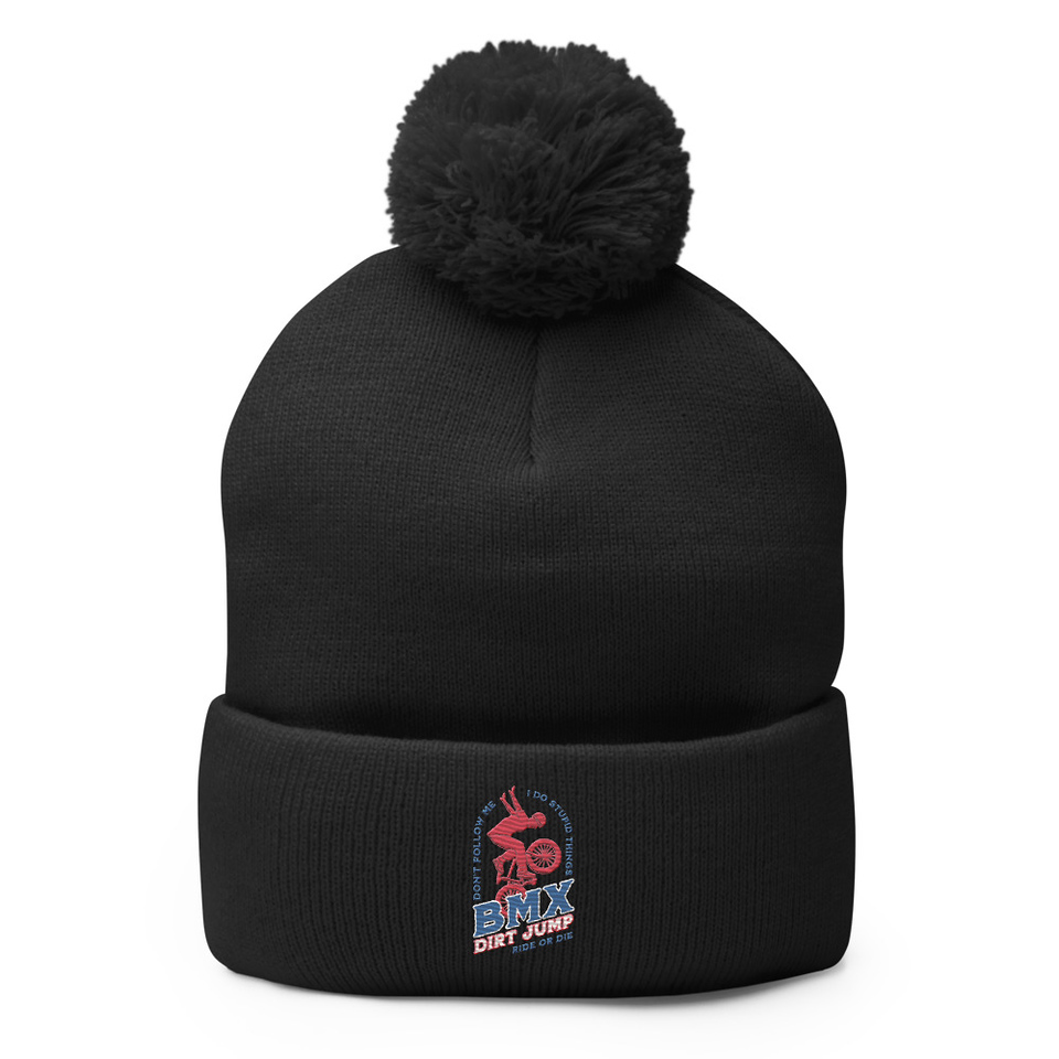 BMX Dirt Jump - Extreme Sports Pom-Pom Knit Cap