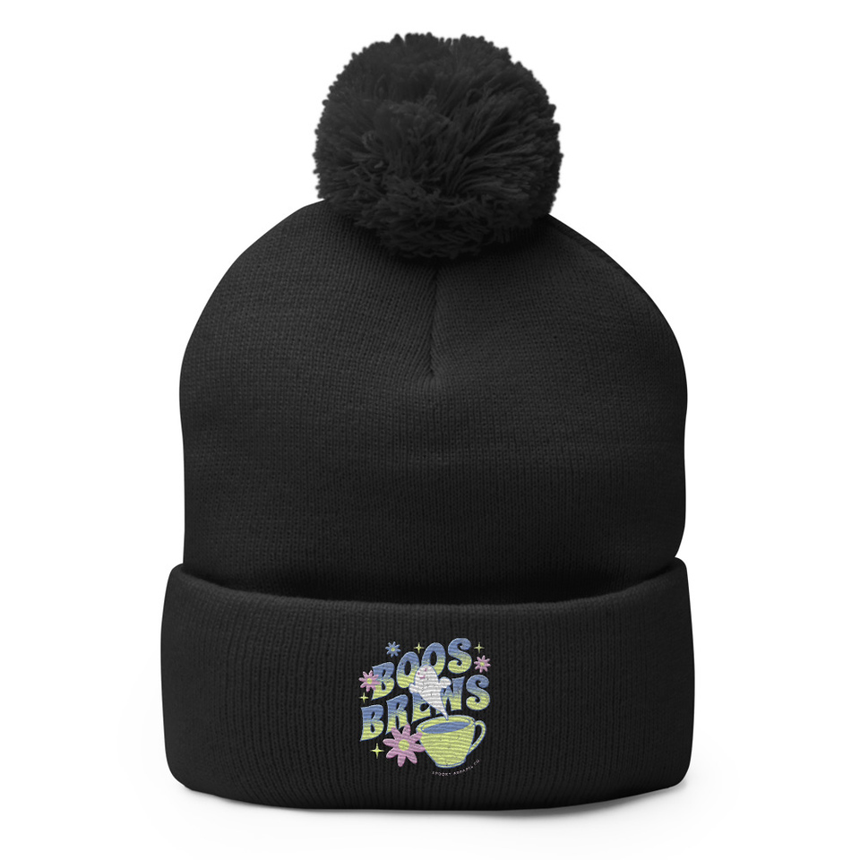 Boos + Brews - Halloween Pom-Pom Knit Cap