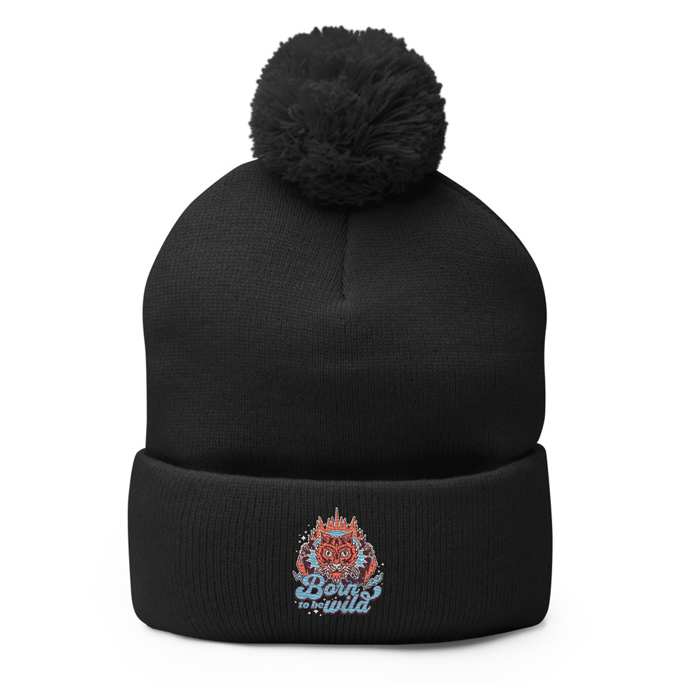 Born to be Wild - Tiger Pom-Pom Knit Cap