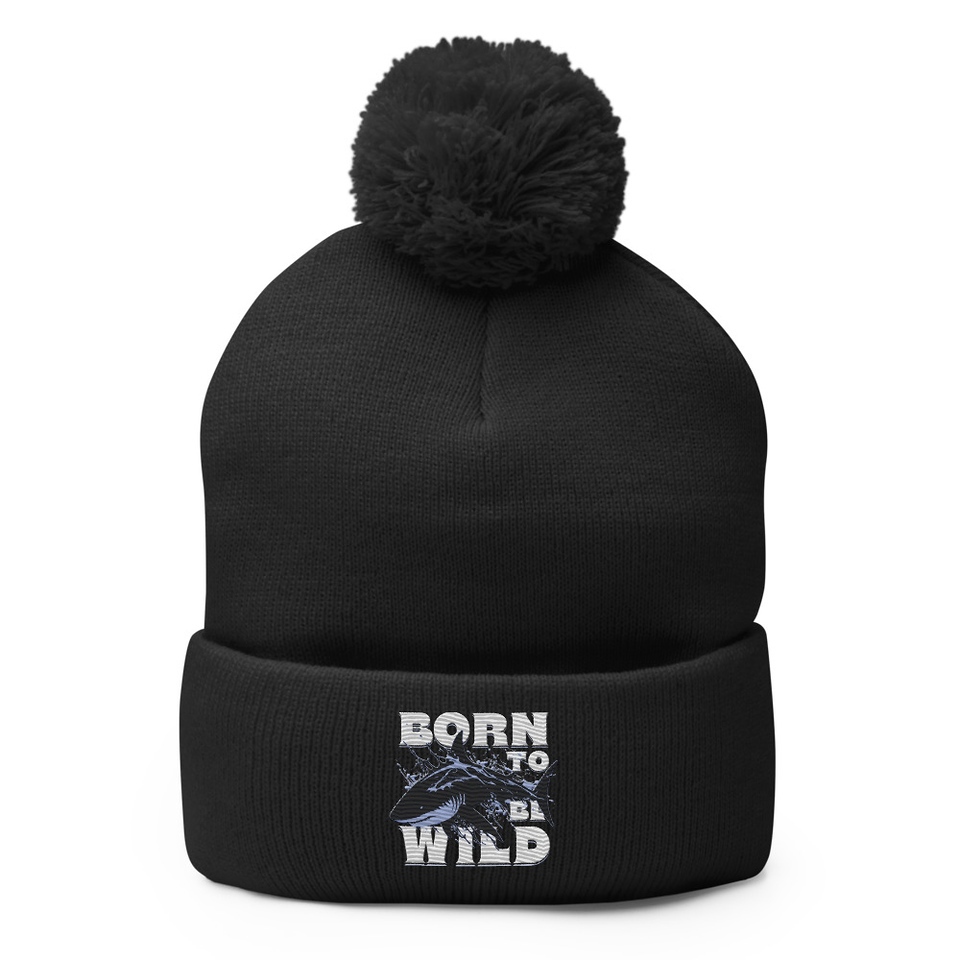 BORN TO BE WILD Pom-Pom Knit Cap
