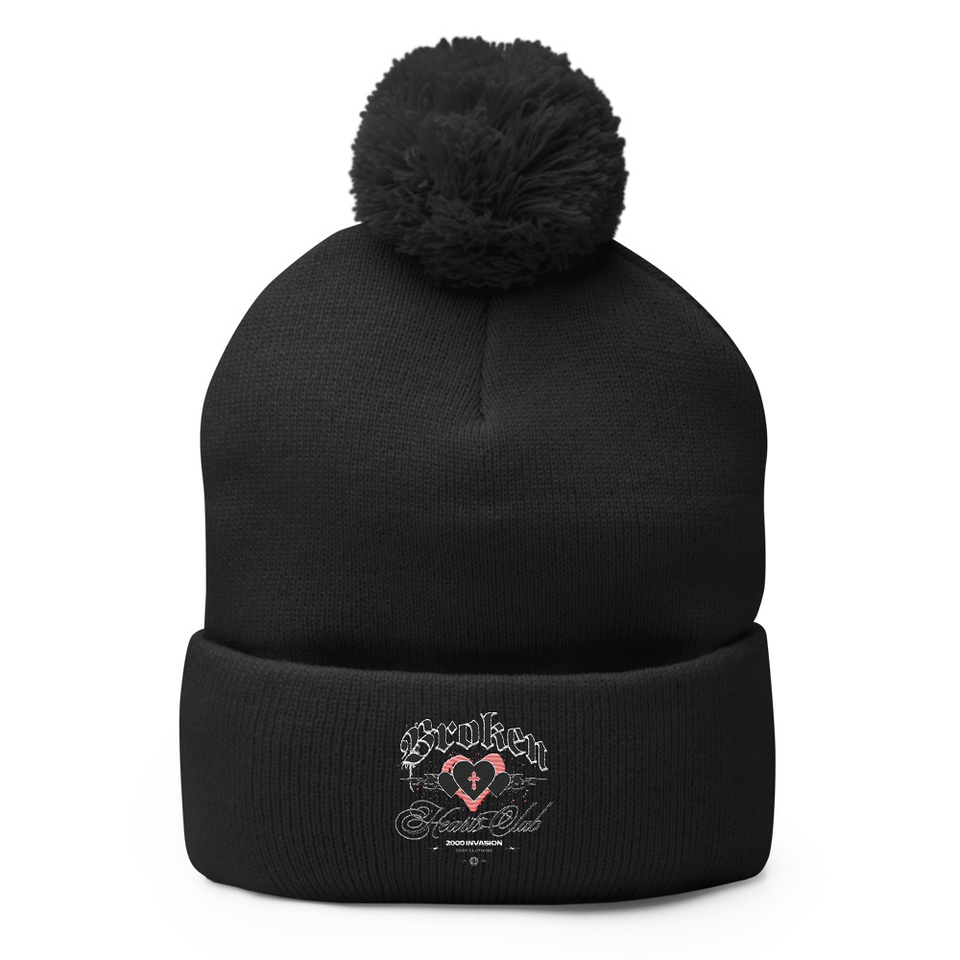 Broken Hearts Club Pom-Pom Knit Cap