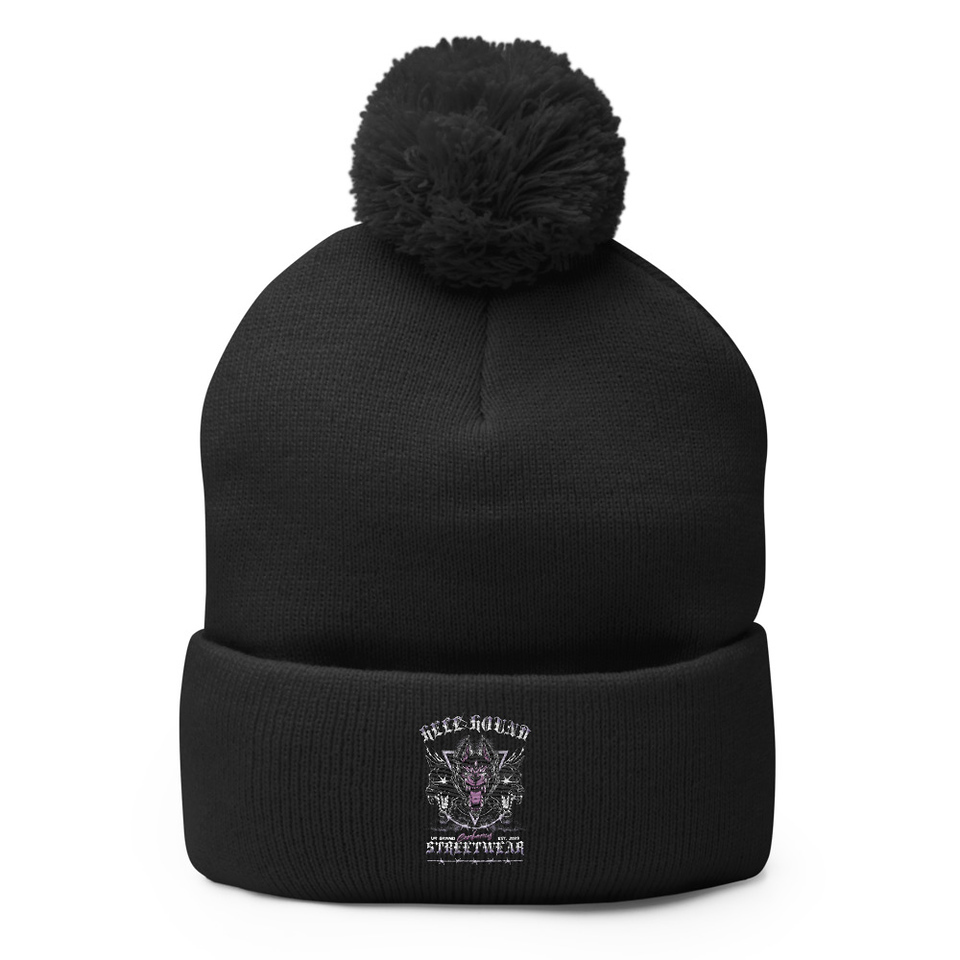Cerberus Hell Hound Streetwear - Dark Aesthetic Pom-Pom Knit Cap