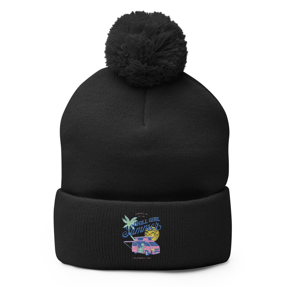 Chill Girl Summer Pom-Pom Knit Cap