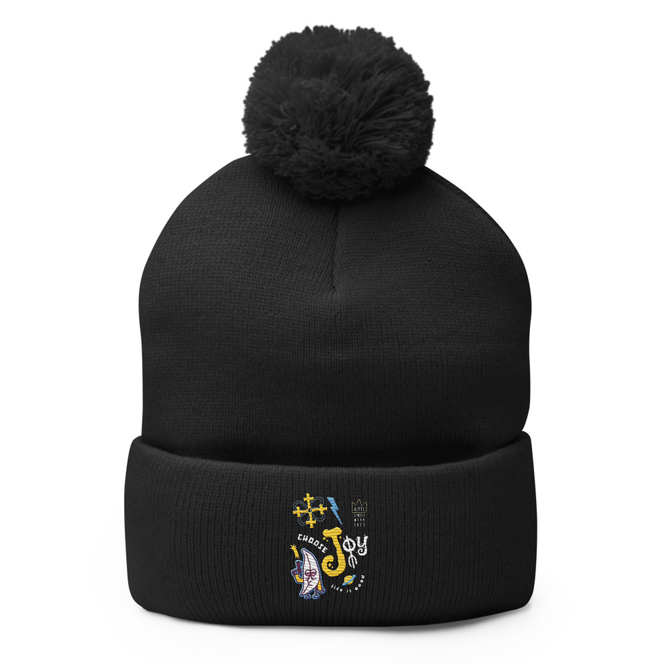 Choose Joy Pom-Pom Knit Cap