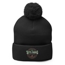 Christmas Tree Farm - Vintage Holiday Badge Pom-Pom Knit Cap