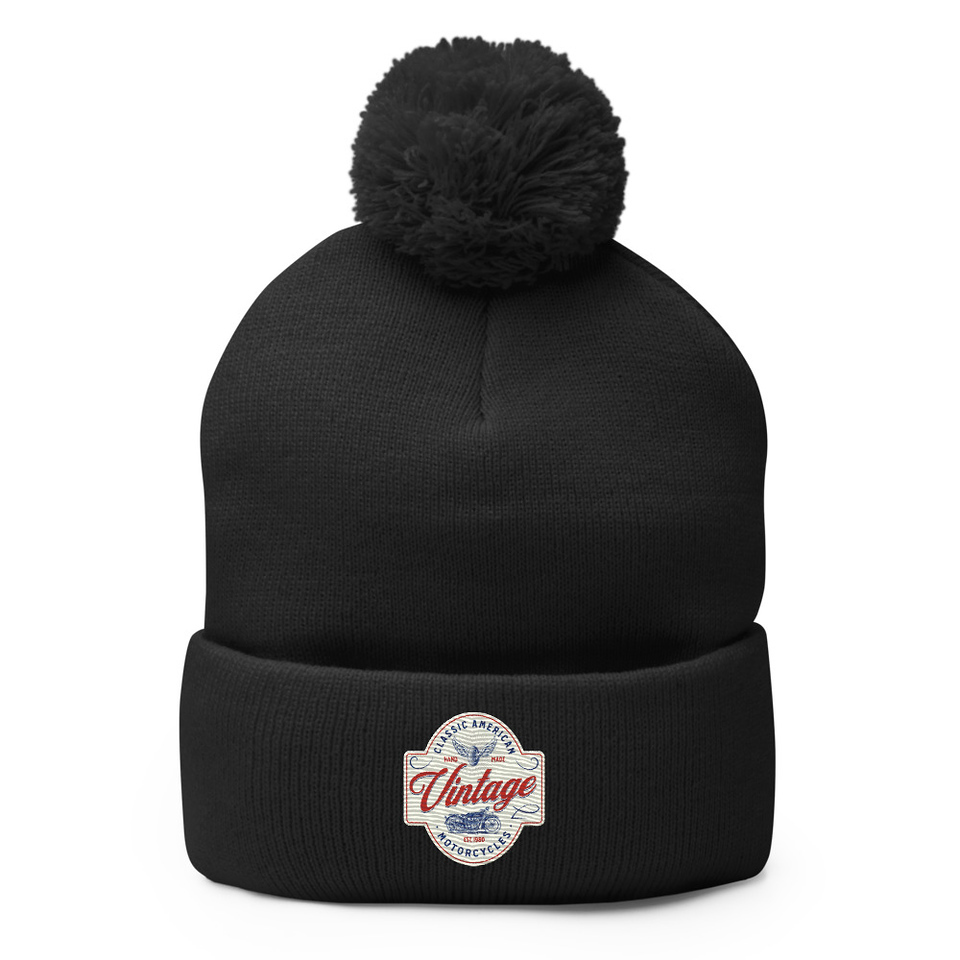 Classic American Motorcyles - Vintage Pom-Pom Knit Cap