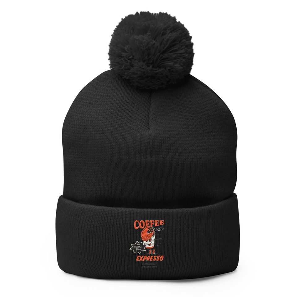Coffee Break Cartoon Retro 90s  Pom-Pom Knit Cap