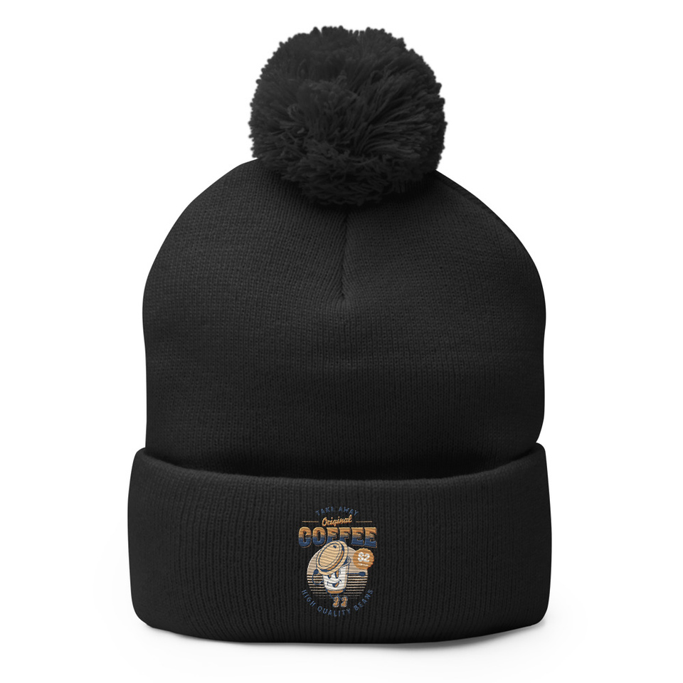 Coffee Cup - Comics Mascot Pom-Pom Knit Cap