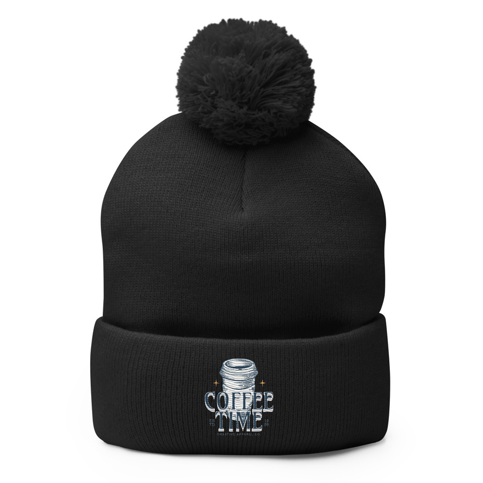 Coffee Time Pom-Pom Knit Cap