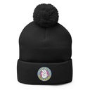 Colorful Fun Retro Style Badge Pom-Pom Knit Cap