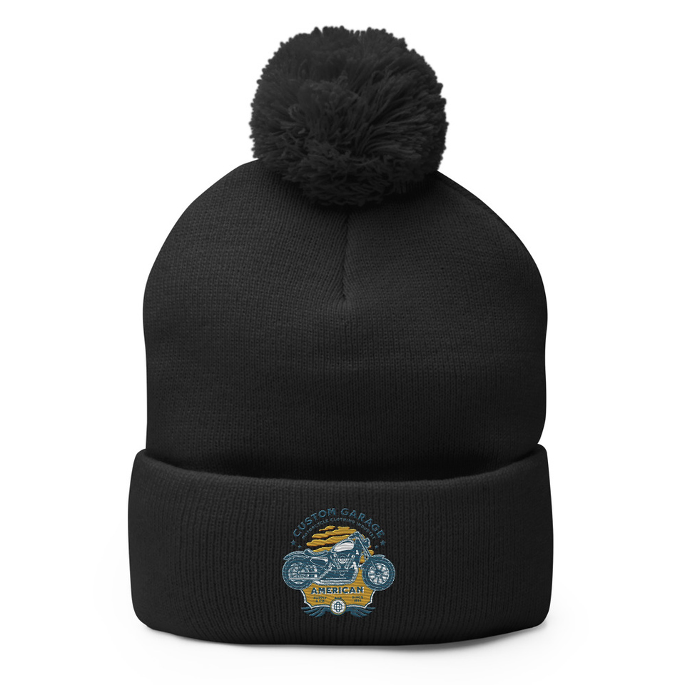 Custom Garage - Motorcycle Pom-Pom Knit Cap