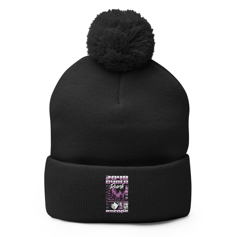 Cyber Punk Escape - Japanese Anime Pom-Pom Knit Cap