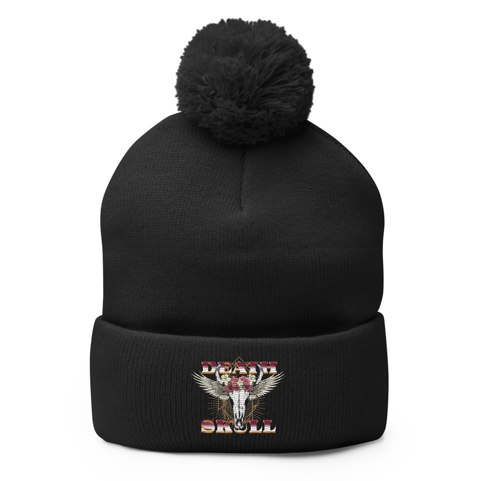 Deah Skull Pom-Pom Knit Cap