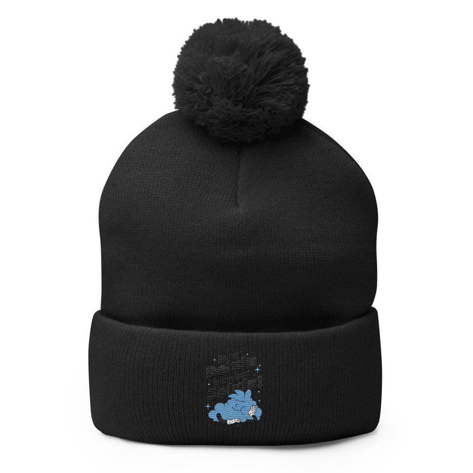 Delulu is the Solulu! - Typographic Cartoon Streetwear Pom-Pom Knit Cap