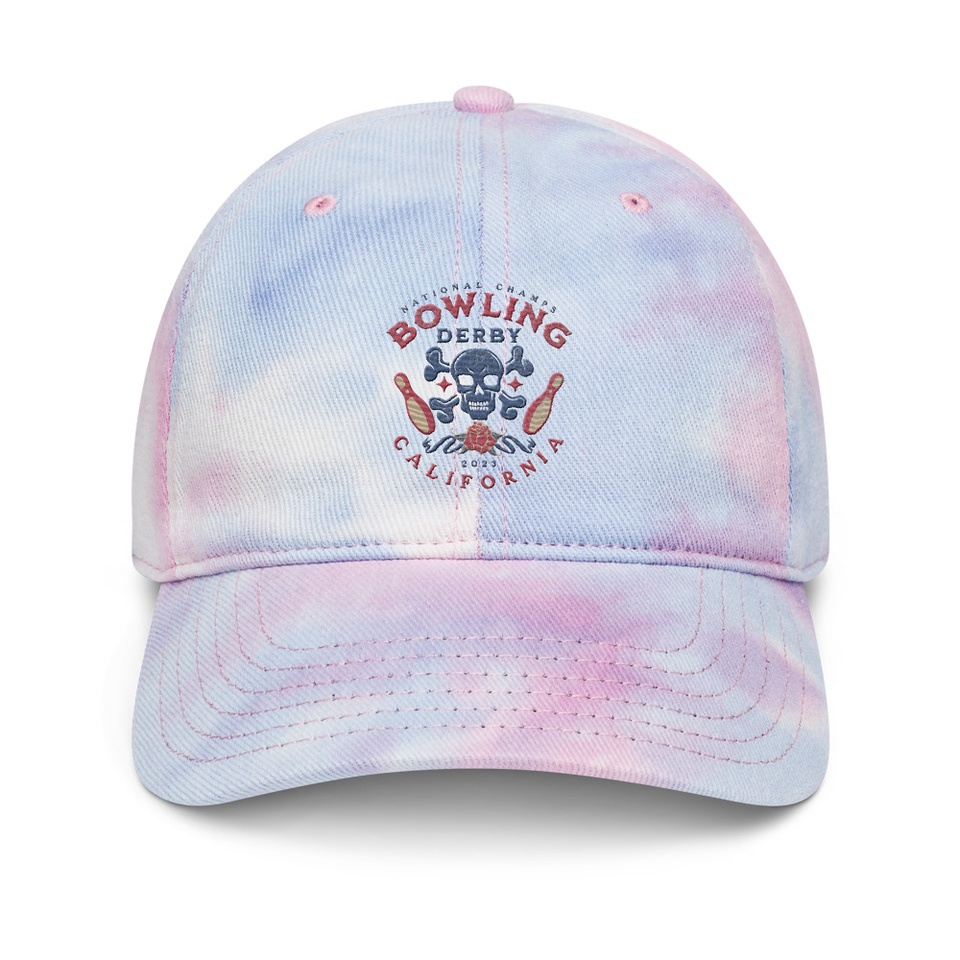 Bowling Derby Champs - Grunge Skull Tie-Dye Hat