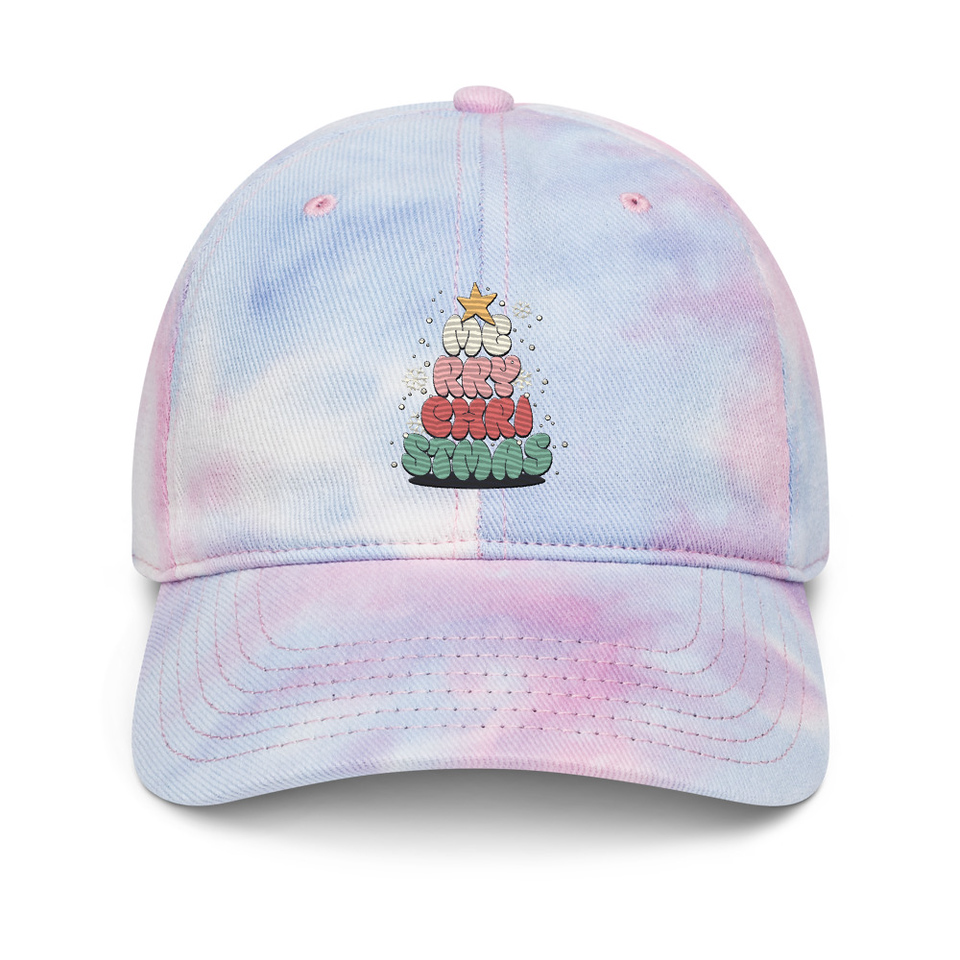 Cartoony Christmas Tree Tie-Dye Hat