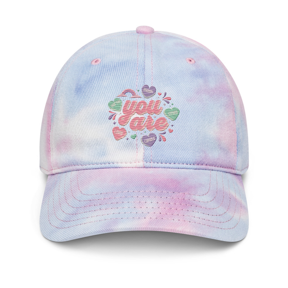 Colorful Self Love Affirmation - Heart Tie-Dye Hat