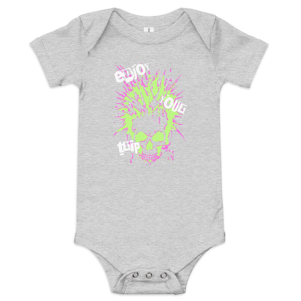 'Enjoy Your Trip' Punk Skull Baby Short Sleeve One Piece