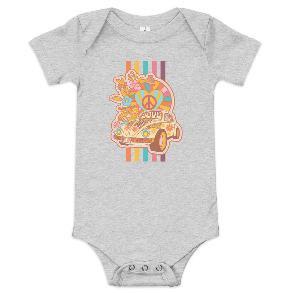 60s flower power Baby Short Sleeve One Piece