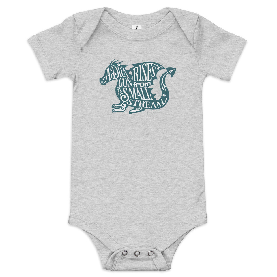 A Dragon Rises - Typographic Lettering Baby Short Sleeve One Piece