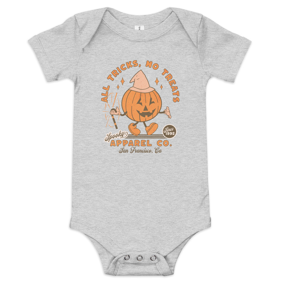 All Tricks No Treats - Pumpkin Mascot Baby Short Sleeve One Piece