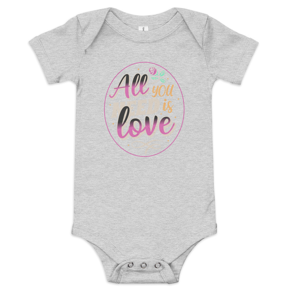 All you Need is Love - Valentines Day Baby Short Sleeve One Piece