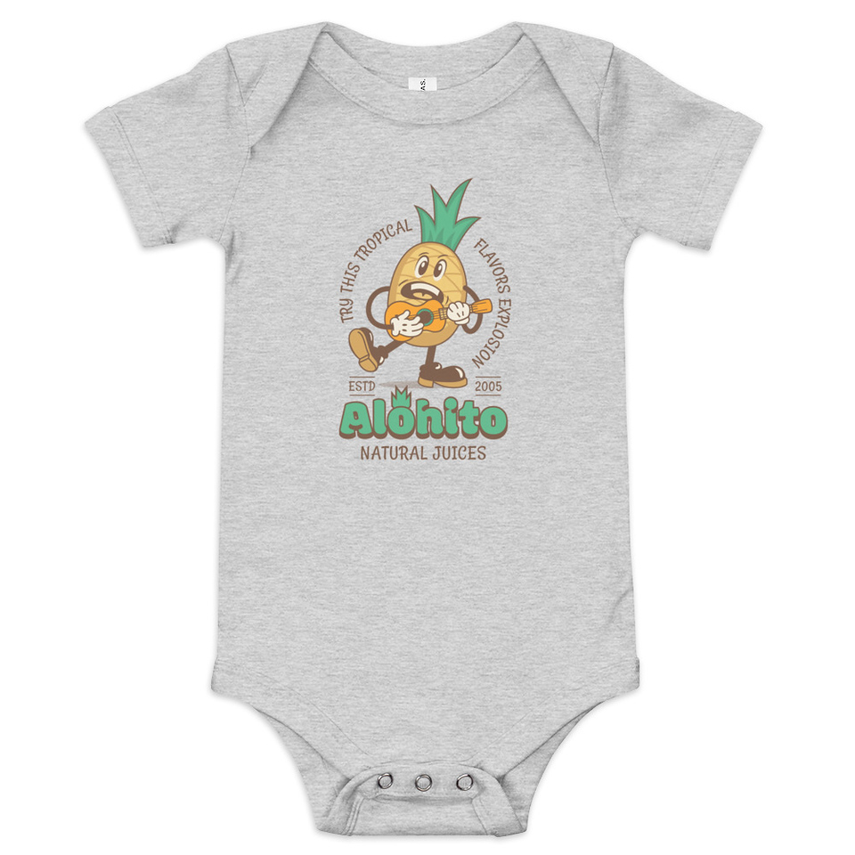 Alohito Natural Juices - Pineapple Mascot Baby Short Sleeve One Piece