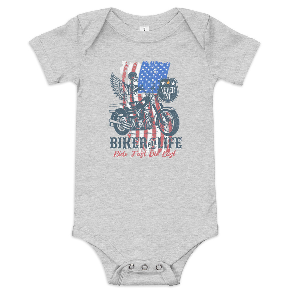 American Biker for Life Baby Short Sleeve One Piece
