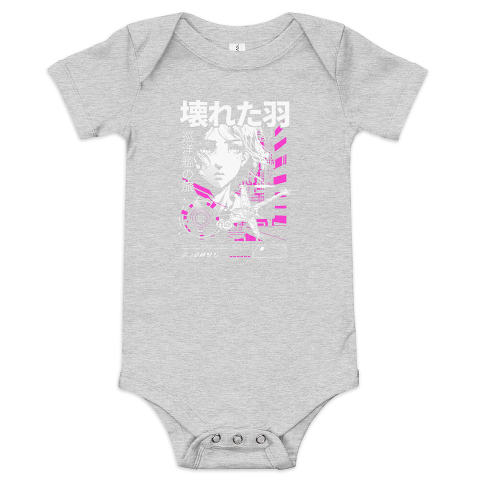 Anime Broken Wings - Neon Japanese Style Baby Short Sleeve One Piece