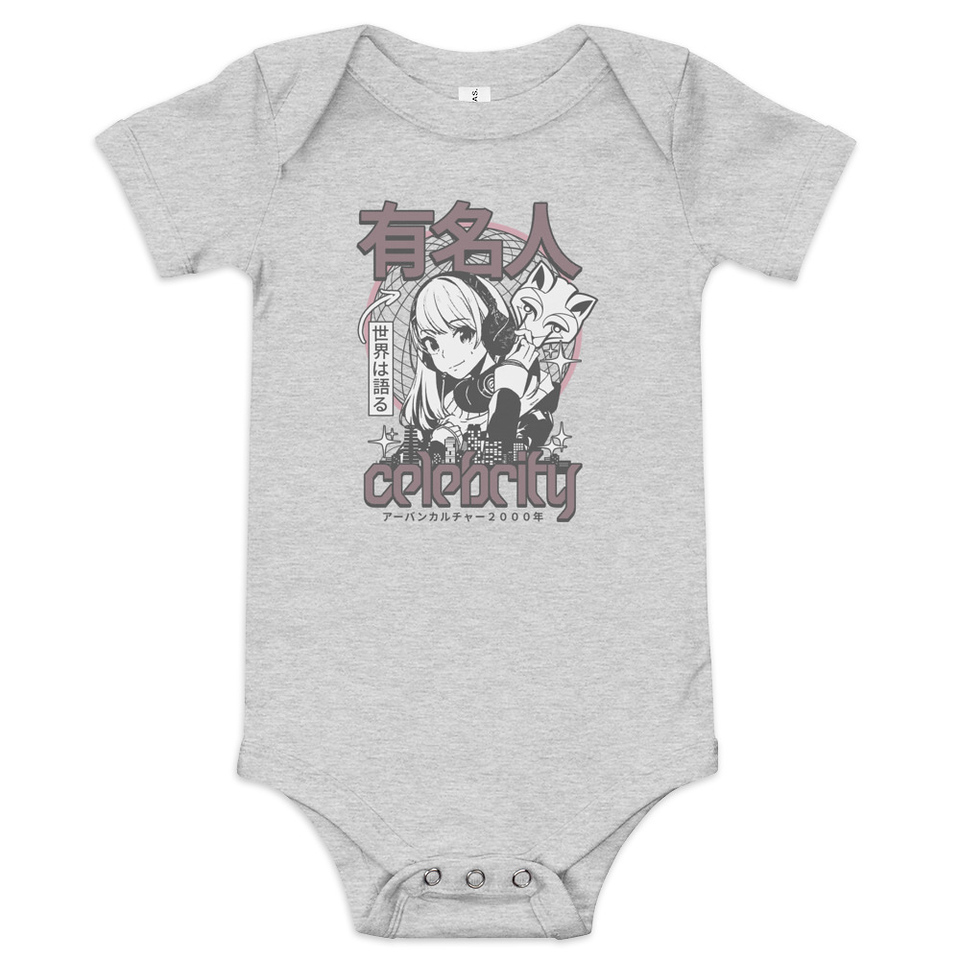 Anime Celebrity Girl - Japanese Cyber Streetwear Baby Short Sleeve One Piece