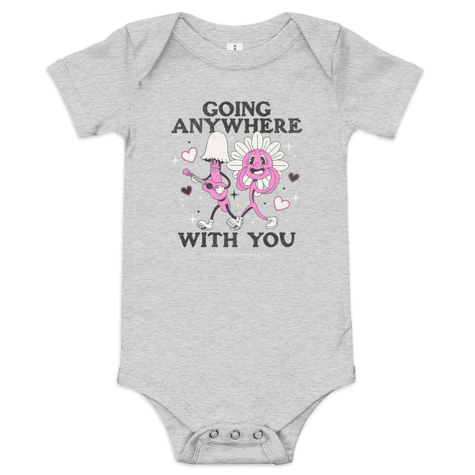 Anywhere With You - Typographic Cartoon Streetwear Baby Short Sleeve One Piece