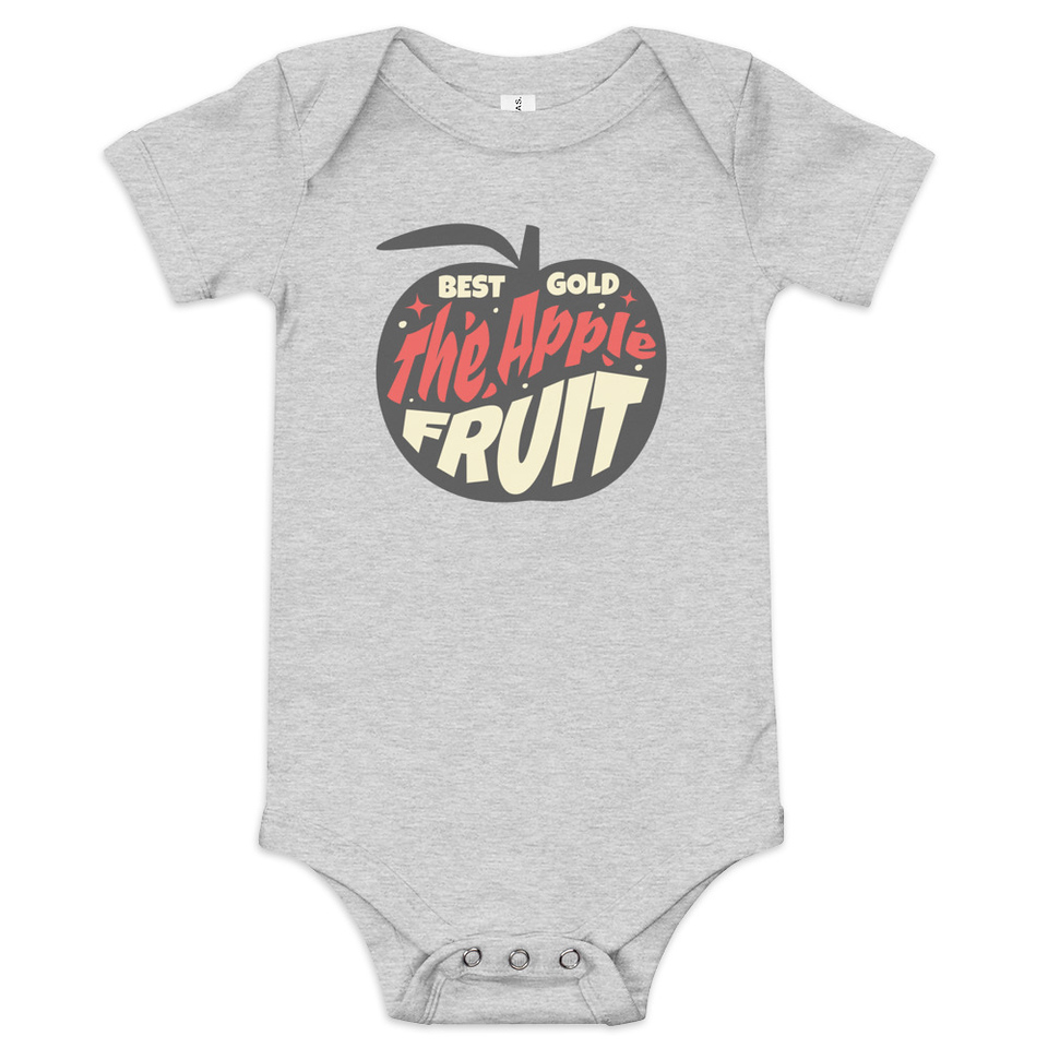 Apple Fruit - Typographic Lettering Baby Short Sleeve One Piece