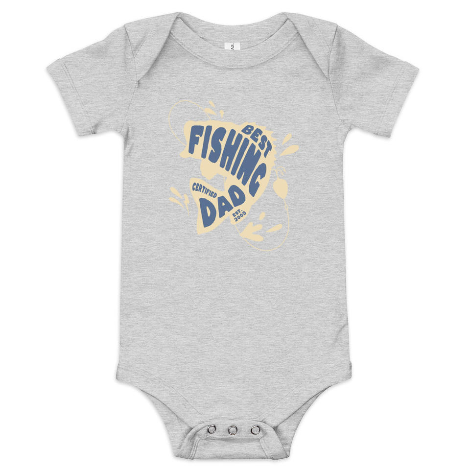 Best Fishing Dad - Typography Baby Short Sleeve One Piece