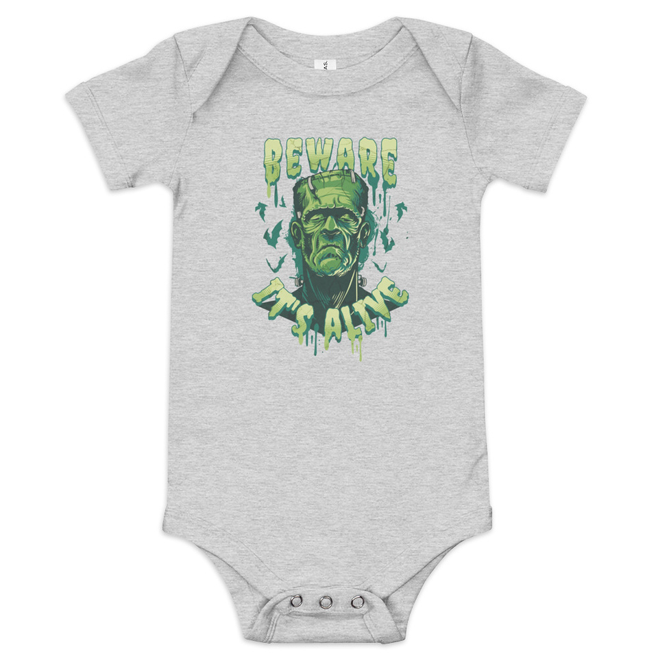 Beware of Frankenstein - Scary Halloween Baby Short Sleeve One Piece