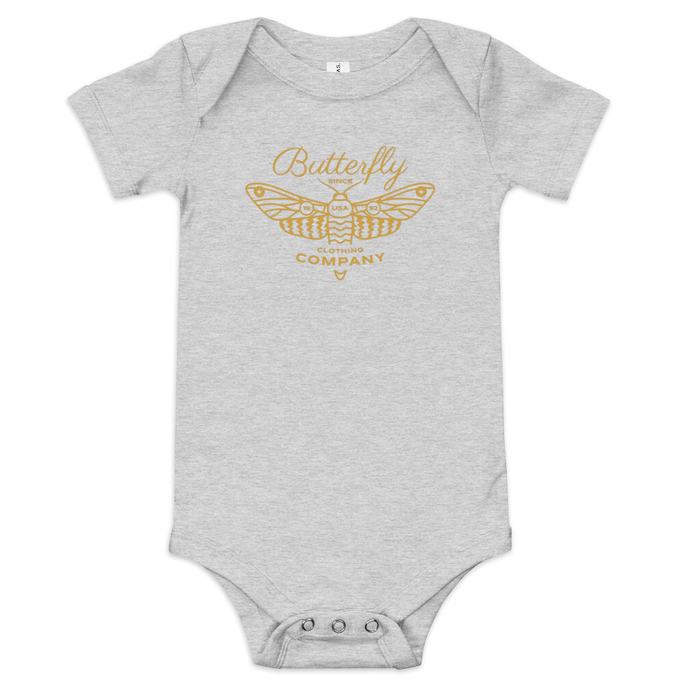 Blue Butterfly - Minimal Baby Short Sleeve One Piece