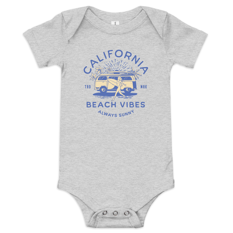 California Beach Vibes - Retro Camper Van Baby Short Sleeve One Piece