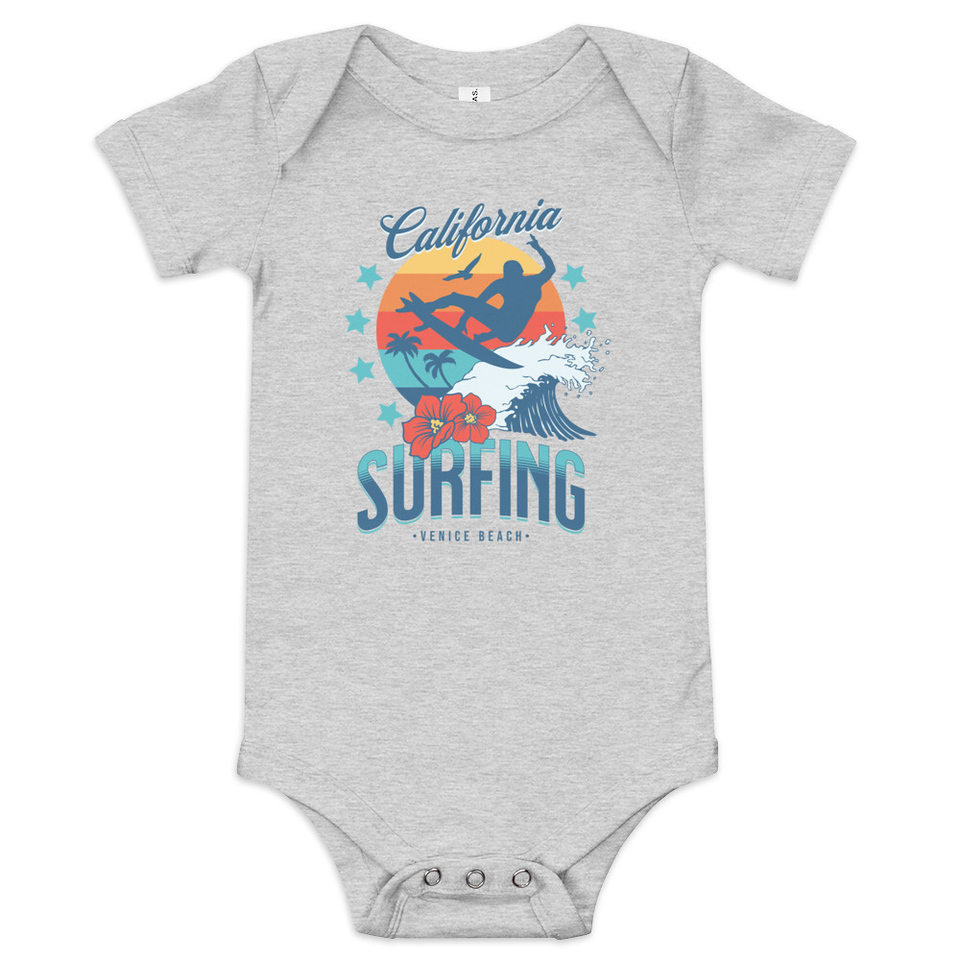 California Surfing - Palm Beach Baby Short Sleeve One Piece